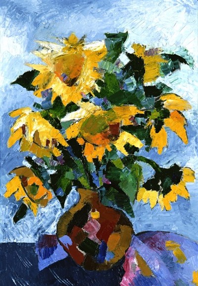 Sunflowers, 1993, olja, duk
